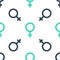 Green Female gender symbol icon isolated seamless pattern on white background. Venus symbol. The symbol for a female