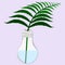 Green fern branch in a lamp-shaped vase