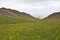 The green field and slops of Mount Sabalan Volcano , Iran
