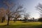 Green field with trees and plants and a typical historic construction from Buenos Aires