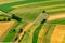 Green fields aerial view before harvest