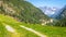 The green fields near Vent in the Ã–tztal Tyrol, Austria