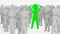 Green figure standing out in crowd