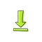 Green file download arrow hand drawn doodle icon