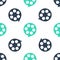 Green Film reel icon isolated seamless pattern on white background. Vector
