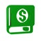 Green Financial book icon isolated on transparent background.