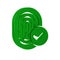 Green Fingerprint icon isolated on transparent background. ID app icon. Identification sign. Touch id.