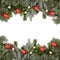 Green fir twig frame with christmas balls