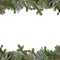 Green fir twig frame with christmas balls