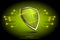 Green firewall shield backdround. internet security.