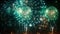 Green Firework celebrate anniversary happy new year 2023, 4th of july holiday festival. Green firework in night time celebrate