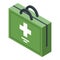 Green first aid kit icon, isometric style