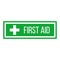 Green First Aid sign in square. flat  icon for apps, website, labels, signs, stickers. Vector illustration isolated on white