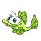 Green fish smile perch animal illustration cartoon character isolated