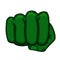 Green fist of the Hulk superhero on a white background. Logotype