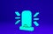Green Flasher siren icon isolated on blue background. Emergency flashing siren. Minimalism concept. 3d illustration 3D