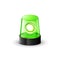 Green flashing police beacon alarm. Police light siren emergency equipment. Danger flash ambulance beacon