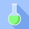 Green flask icon, flat style