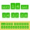 Green flat countdown timer with numbers and calendar isolated