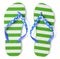 Green flip flops on white with clipping path