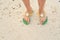 Green flipflop sandals