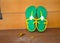 Green flipflop sandals