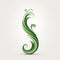 Green Floral Swirl Sculpture Design - Minimalist Vector Illustration