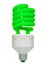 Green fluorescent light bulb, isolated