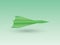 A green folded paper jet fighter plane using page