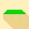 Green folding tent icon, flat style