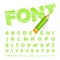Green font drawn with highly detailed green pencil