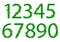Green font numbers from 1 to 0 with leaves. Vector illustration