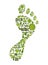 Green foot print with environmental icons