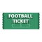 Green football ticket icon cartoon vector. Card league vip