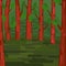 Green Forest. Trees with leaves. Tranquil forest area. illustration