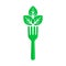 Green fork and leaf like vegan food