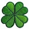 A green four leaf clover embroidered patch badge for st Patrick's day