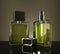 Green fragrance bottles