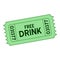 Green Free Drink Ticket Flat Icon on White