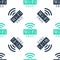 Green Free Wi-fi icon isolated seamless pattern on white background. Wi-fi symbol. Wireless Network icon. Wi-fi zone