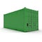 Green freight shipping container isolated on white. 3D illustration