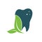 Green Fresh Tooth Dental Leaf Logo Vector design.