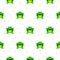 Green frog cartoon pixel art seamless pattern.