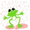 Green frog love rainy day