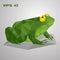 Green frog sits in a swamp. Slippery and vile animal. Low poly reptile on a white background. Vector illustration.