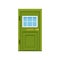 Green front door to house, closed elegant door vector illustration