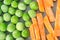 Green frozen peas and carrots