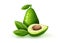 Green fruit avocado for Guacamole sauce, vector illustration.