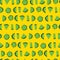 Green fruit slices on yellow seamless pattern vector
