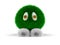 Green furry monster on white background. Isolated 3D illustration